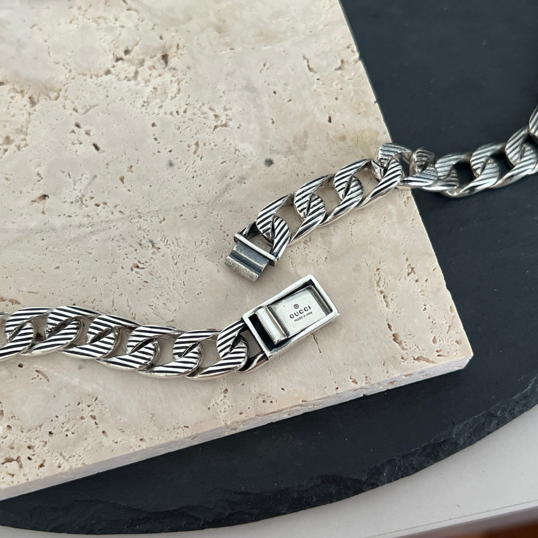 Double Gucci Logo Enamel Chain Necklace